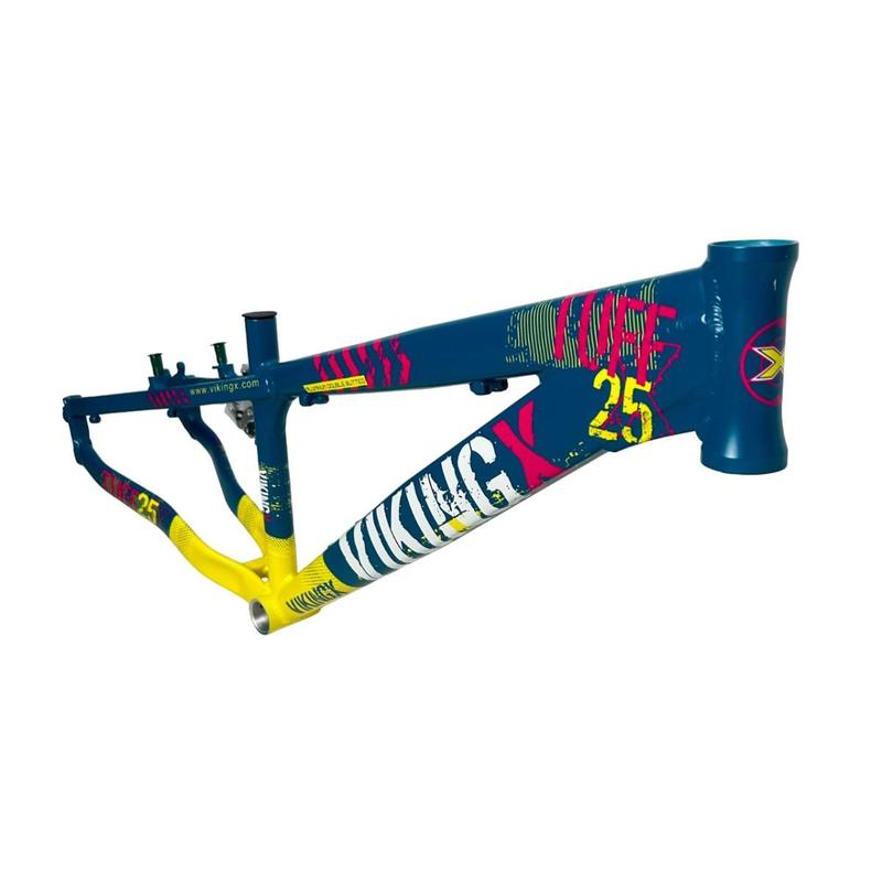 Quadro 26 Vikingx Tuff X-25 Alum. Dirt Jump Azul Amarelo - Quadro